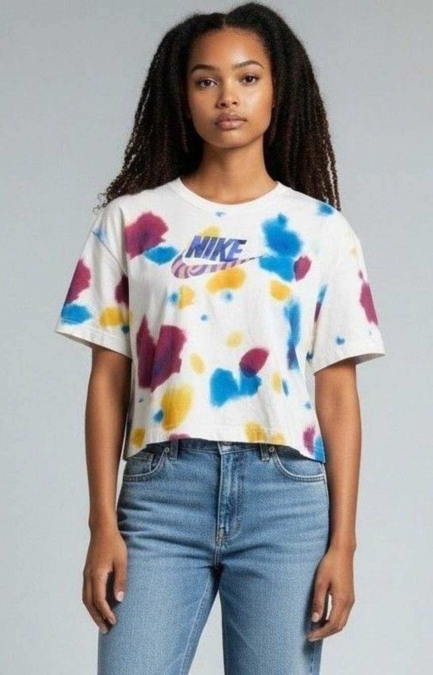 Nike The Nike Tee Size XXL White Tie Dye Crop T-Shirt